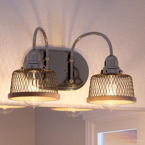 Luxury Vintage Bathroom Vanity Light, 8.375"H x 15"W, with Industrial Chic Style, Brushed Nickel Finish by Urban Ambiance