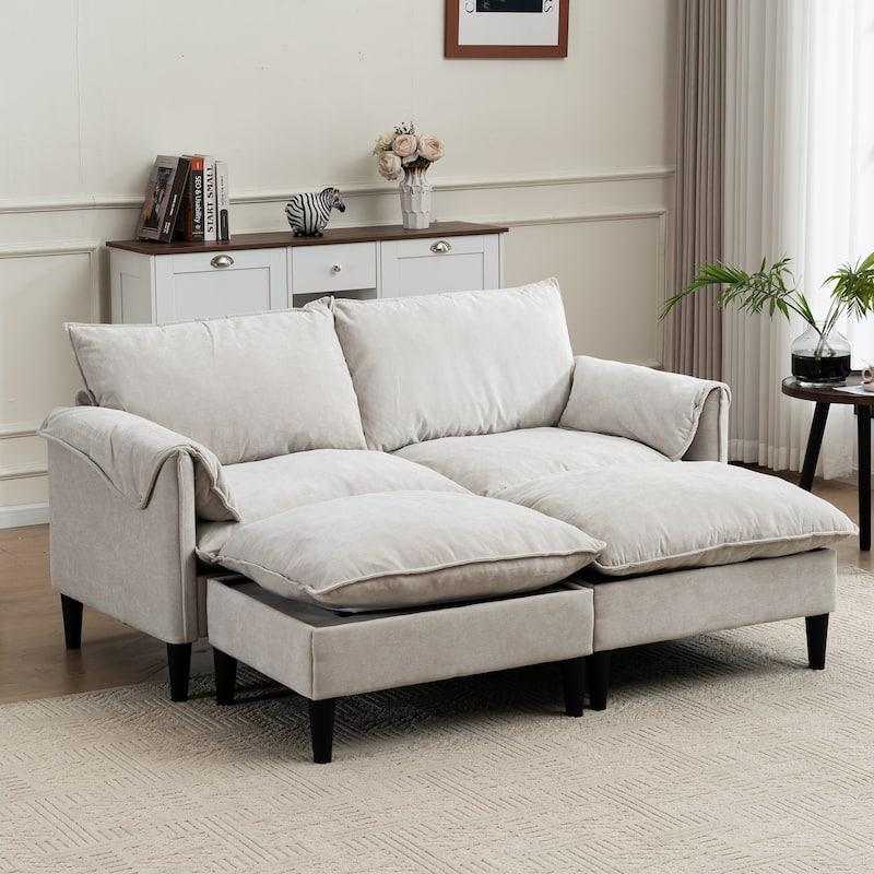 Convertible Combination Sofa Sofa U-Shaped Sofa With Footstools With Storage