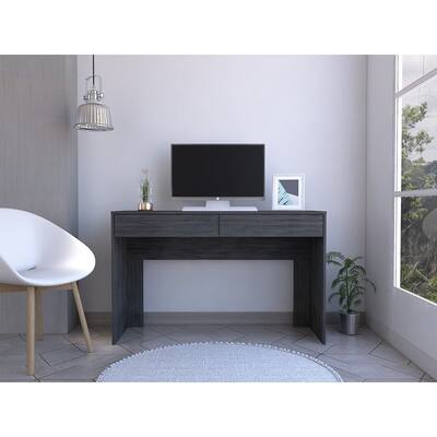 Modern Style Computer Desk, Sit Stand Up Desk with 2-Drawer, Home Office Console Table, Computer Workstation for Home