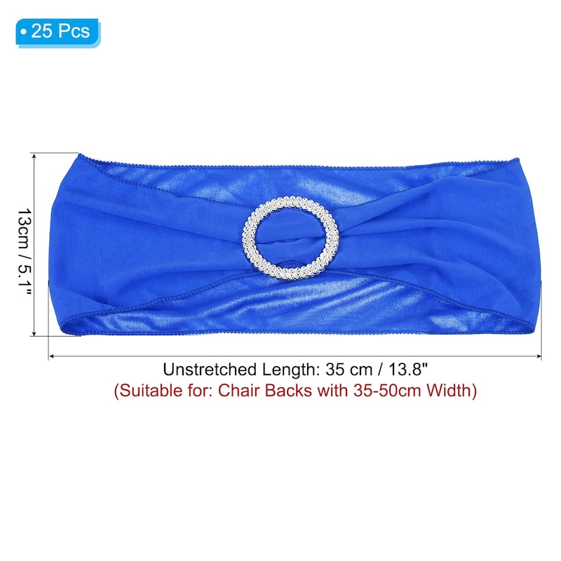 14"x5" Stretch Chair Sashes Bows Chair Bands Sash with Buckle - Blue - 25 Pcs
