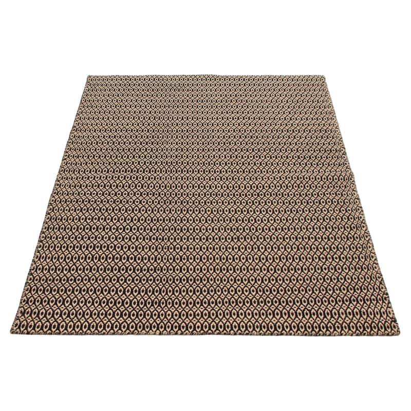 Nevada Black, Cream Kilim 5'2" x 7'7" - 5'2 x 7'7
