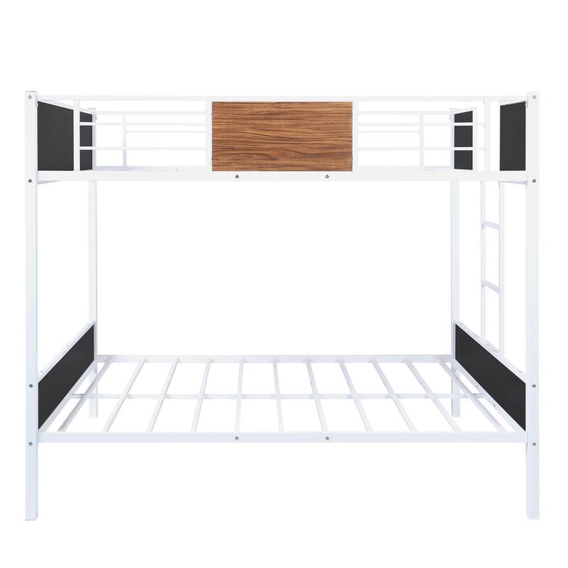 Full-over-full bunk bed modern style steel frame bunk bed with safety rail, built-in ladder for bedroom,dorm,adults