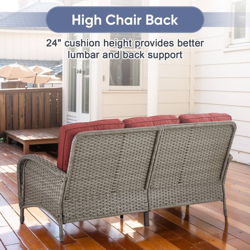 Gymojoy Outdoor Wicker Patio Furniture Sofa Chair Set Weather-Resistant