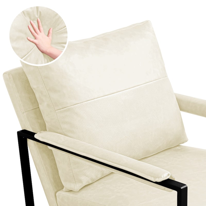 Subrtex PU leather Upholstered Accent Chair with Metal Frame Armchair