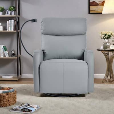 PU Power Swivel Recliner Chair with 270° Rotation, Electric 95-160° Recline and Dual USB Ports - 330lb Capacity