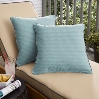 Sorra Home Outdura Solid Indoor/Outdoor Corded Square Pillows (Set of 2)