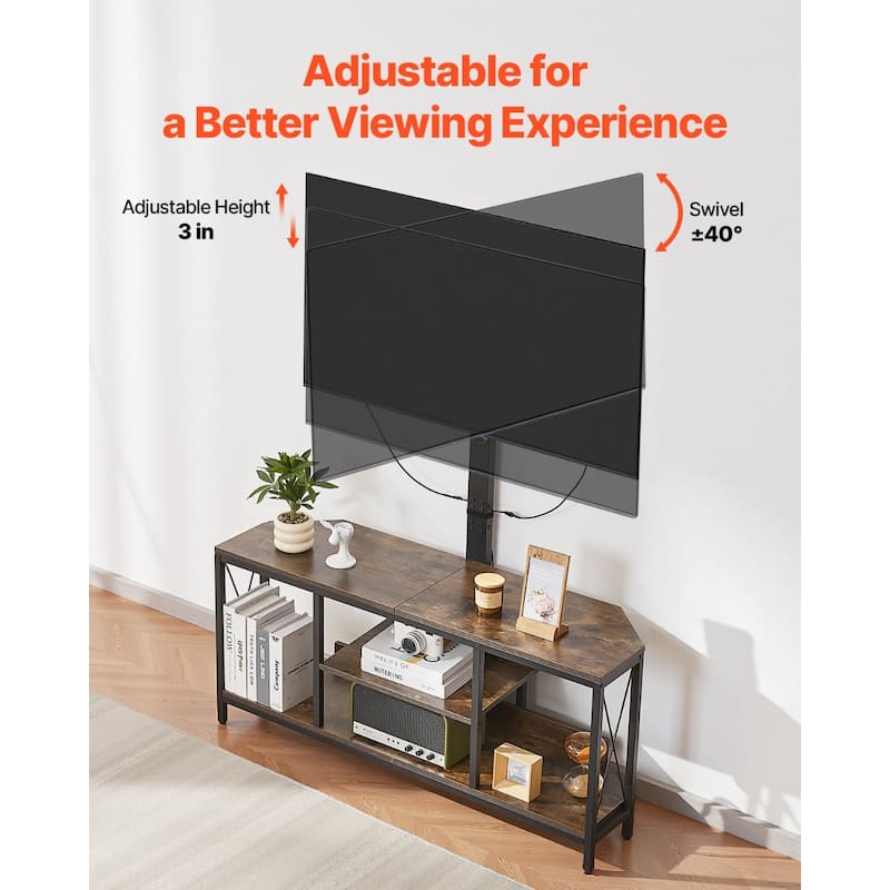 45 Inch TV Stand with Power Outlet, LED Lights, Adjustable Mount and Storage for TV - 45.3 x 13.8 x 20.5 in