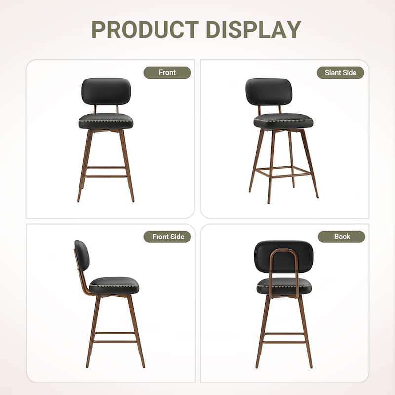 RENEWLINE Modern Swivel Bar Stools, 26 Inch Counter Stools(Ser of 2/3/4/6) with Backrest & Waterproof PU Leather