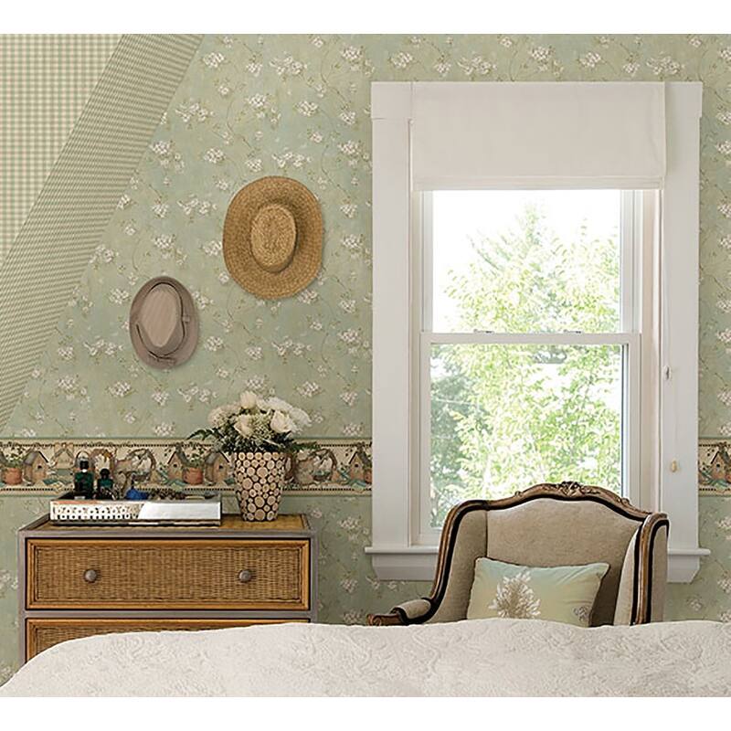 Chesapeake Dixie Aqua Floral Trail Wallpaper - 20.5in x 396in x 0.025in