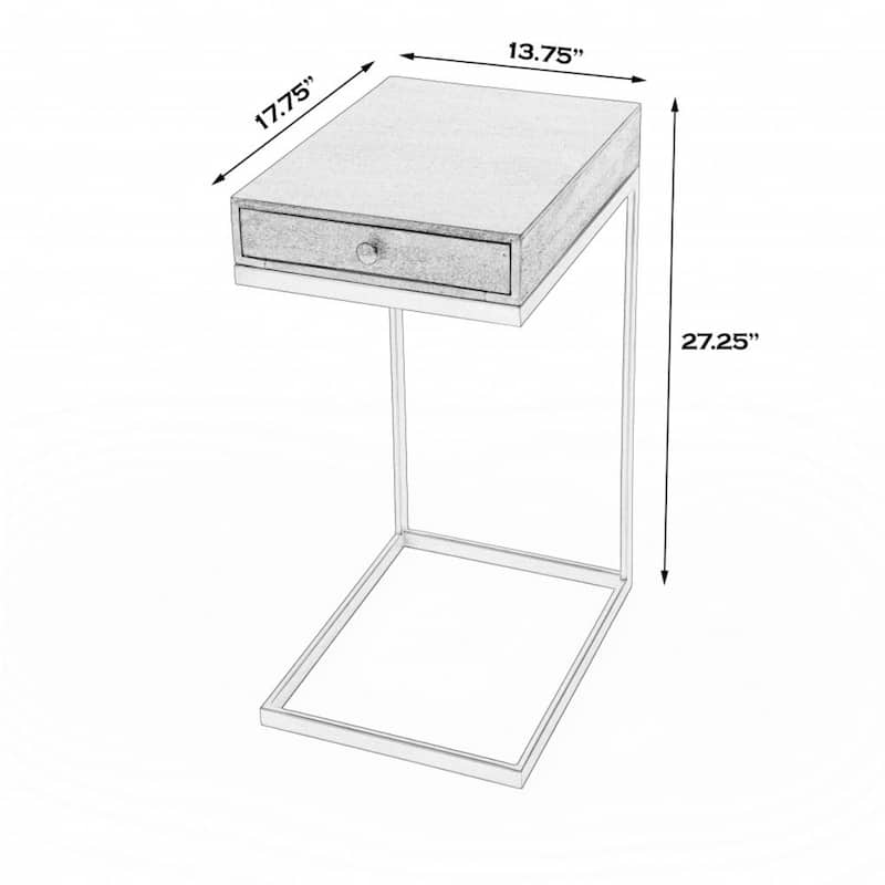 27" Natural Brown Rustic Wood End Table with Drawer and Iron Sled Base Distressed Finish - 27.25"H x 13.75"L x 17.75"W