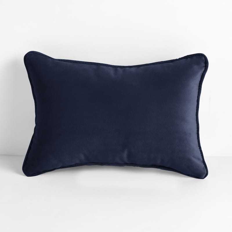 Sorra Home Solid Velvet Indoor Corded Pillow Single - 16 in H x 26 in W x 6 in D - Navy