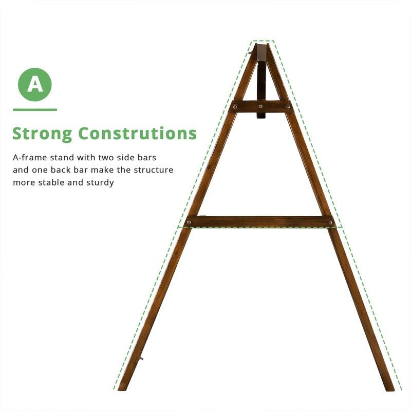 2-Person Carbonized Solid Wood Porch Swing Stand (without hanging swing)