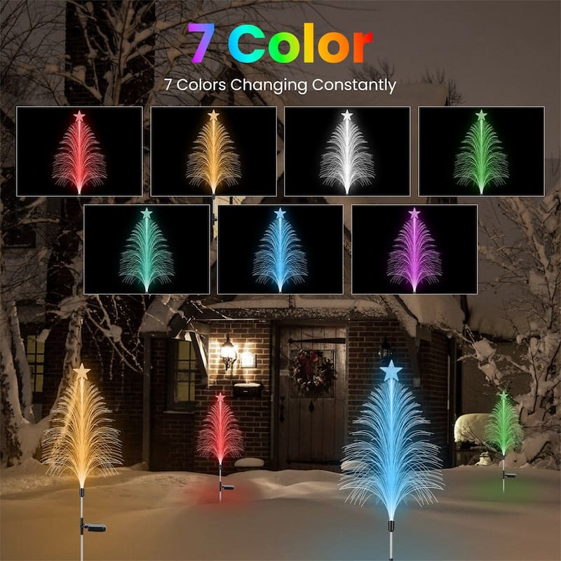 4Pack 7 Color Changing Solar Christmas Tree Lights - Colorful