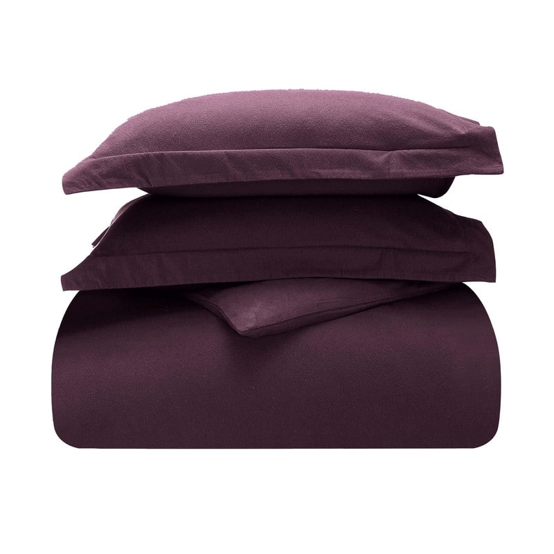 Superior Classic Solid Flannel Cotton Duvet Cover Set