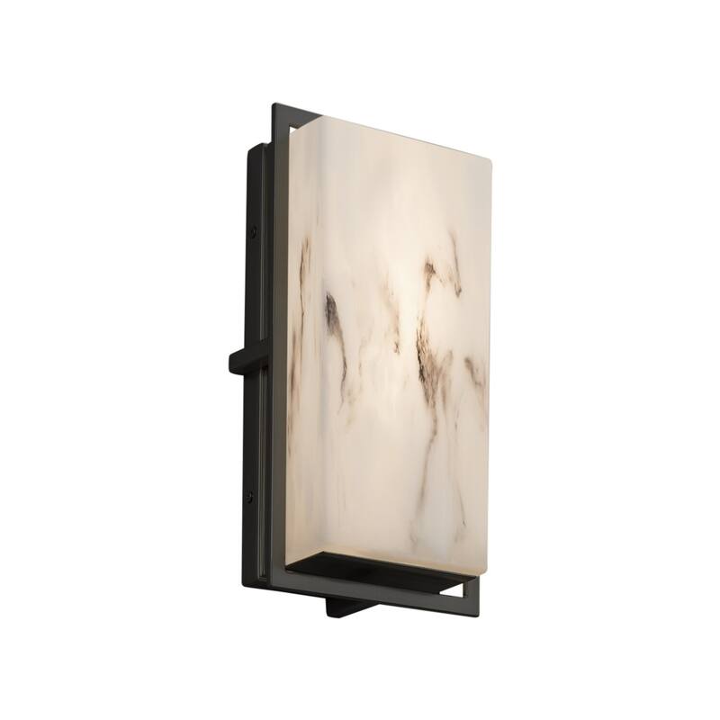 Justice Design LumenAria Avalon Matte Black ADA LED Small Outdoor Wall Sconce, Faux Alabaster Shade - Matte Black