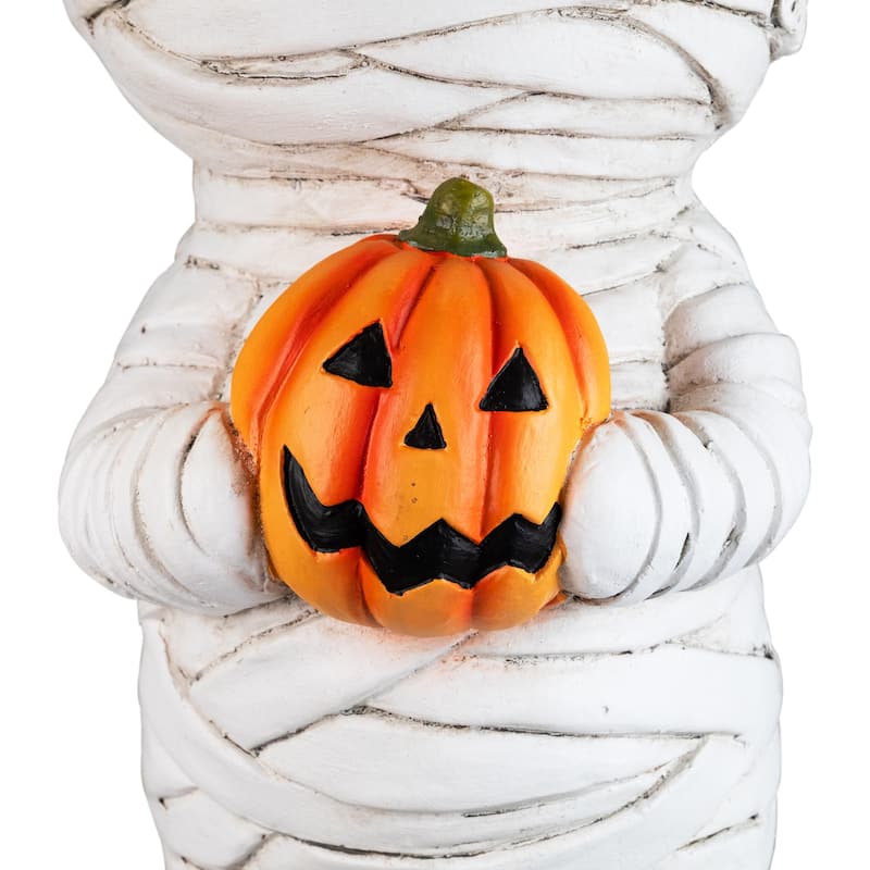 Mummy Holding Carved Pumpkin Halloween Decoration - 19.5"
