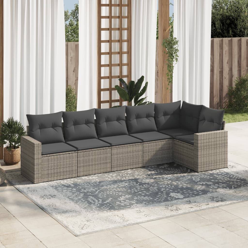 vidaXL Garden Sofa Set Grey, Dark Grey - 24.4 x 25.8 x 27.2