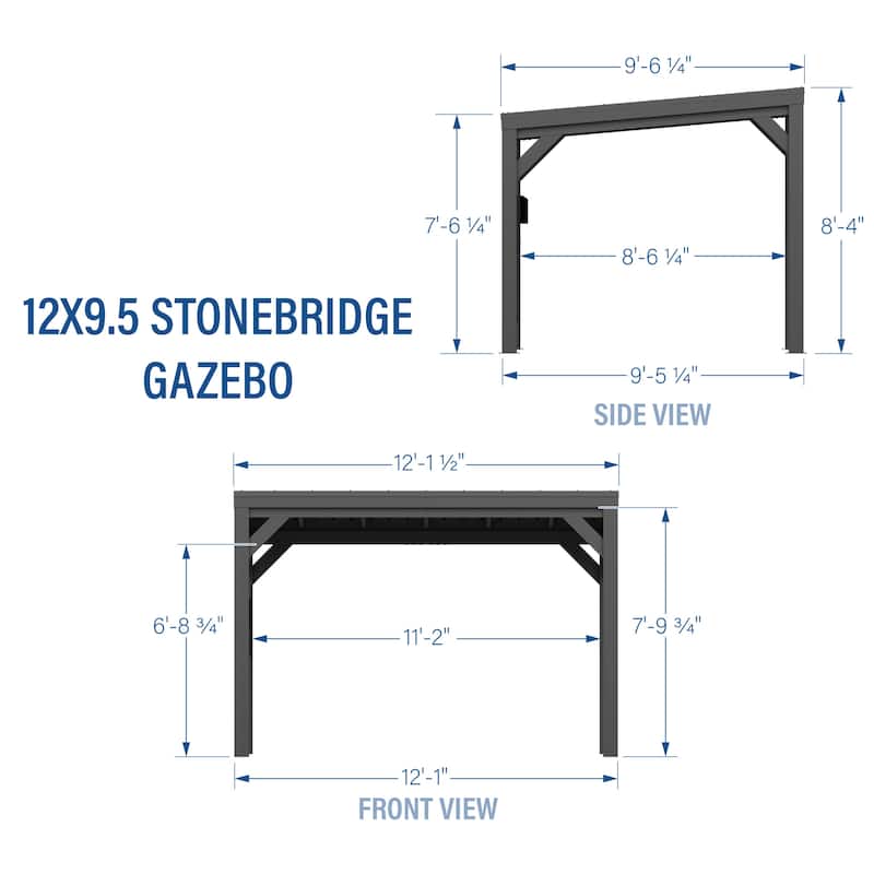 Backyard Discovery Stonebridge 12x9.5' Galvanized Steel Outdoor Gazebo