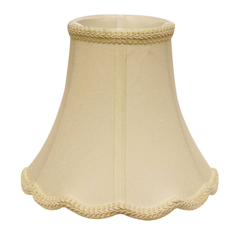 HomeRoots 14" Ivory Slanted Scallop Bell Monay Shantung Lampshade - 14