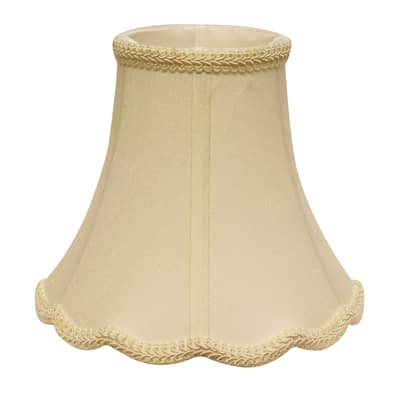 HomeRoots 14" Ivory Slanted Scallop Bell Monay Shantung Lampshade - 14
