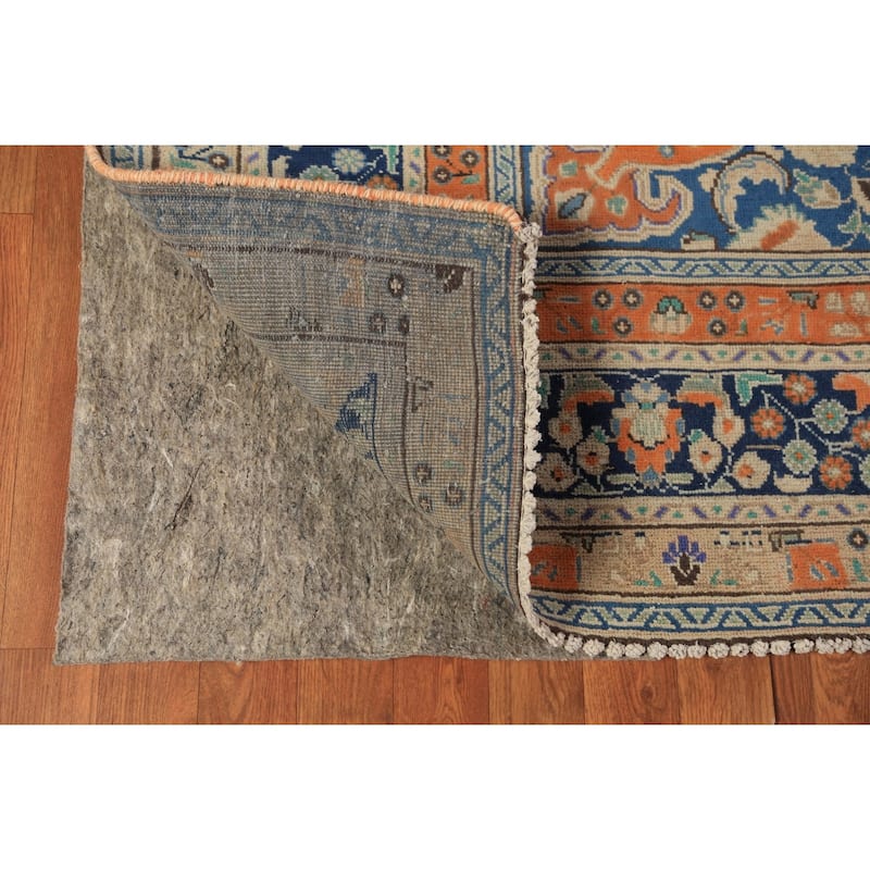 Blue & Orange Tabriz Persian Area Rug Handmade Wool Carpet - 6'8"x 9'3"