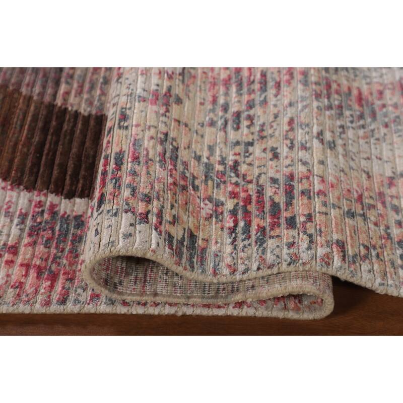 Striped Abstract Oriental Area Rug Handmade Wool Carpet - 5'8" x 7'10"