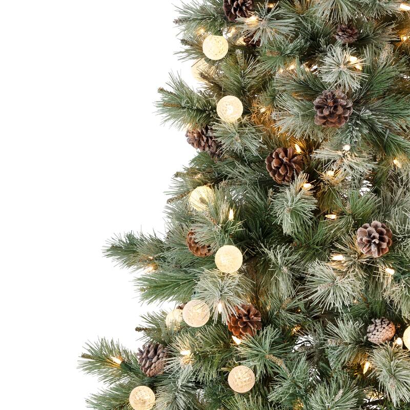 Pre-Lit Medium Artificial Bottle Brush Christmas Tree - 7.5' - Warm White LED Lights - 7.5 Foot