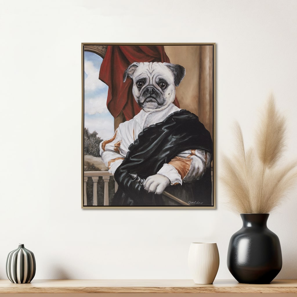 Captain's Guard Pug Framed Canvas Wall Art - Black