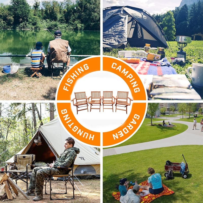 Foldable Outdoor Patio Dining Set/4 Chairs/1 Table,Teak Finish