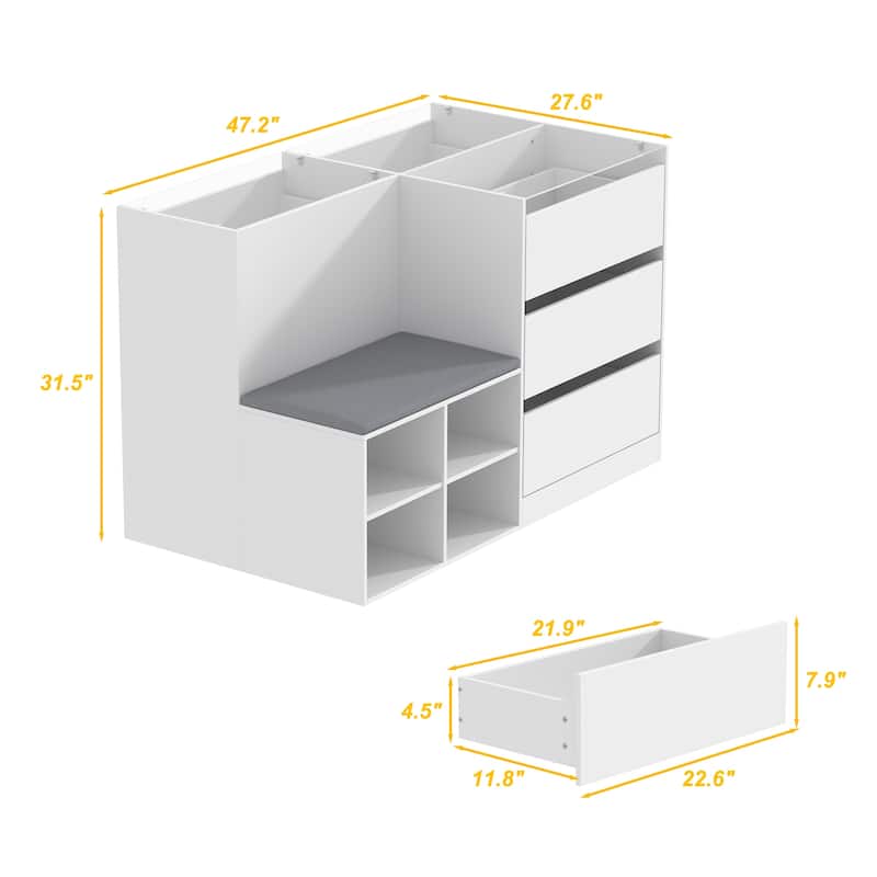 Cosmetic Storage Cabinet with Glassor Makeup, Jewelry Display Cabinet - 47.2"x27.6"