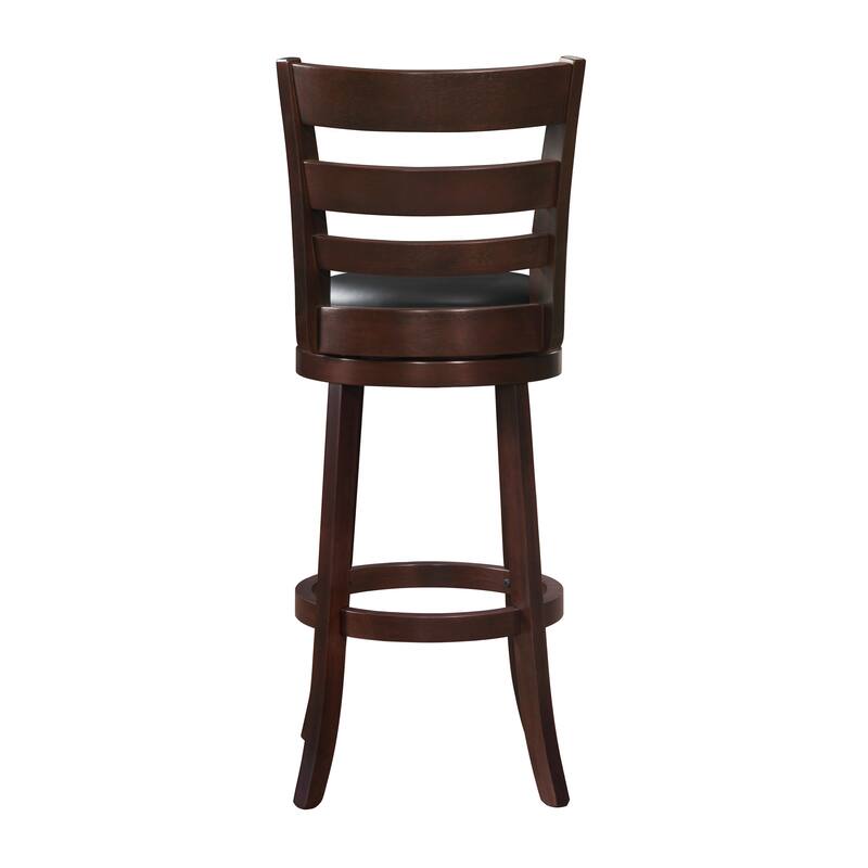 360-Degree Swivel Bar Chair - Dark Cherry Finish Solid Wood with Footrest