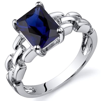 Sterling Silver 2 ct Created Sapphire Solitaire Ring