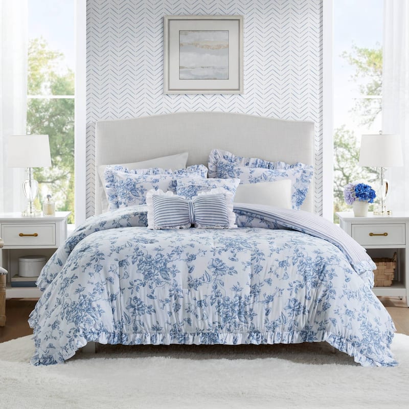 Madison Park Essentials Adele Comforter Set with Decorative Pillows - King - Blue