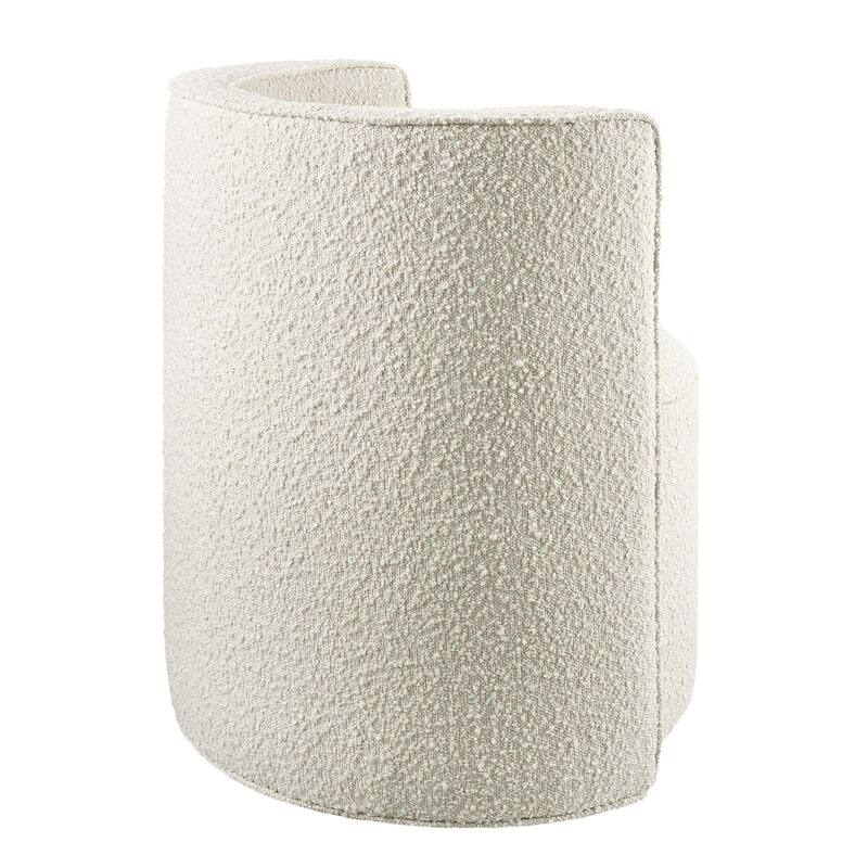 Kerman Sleek Modern Ivory Fabric Upholstered Swivel Accent Chair