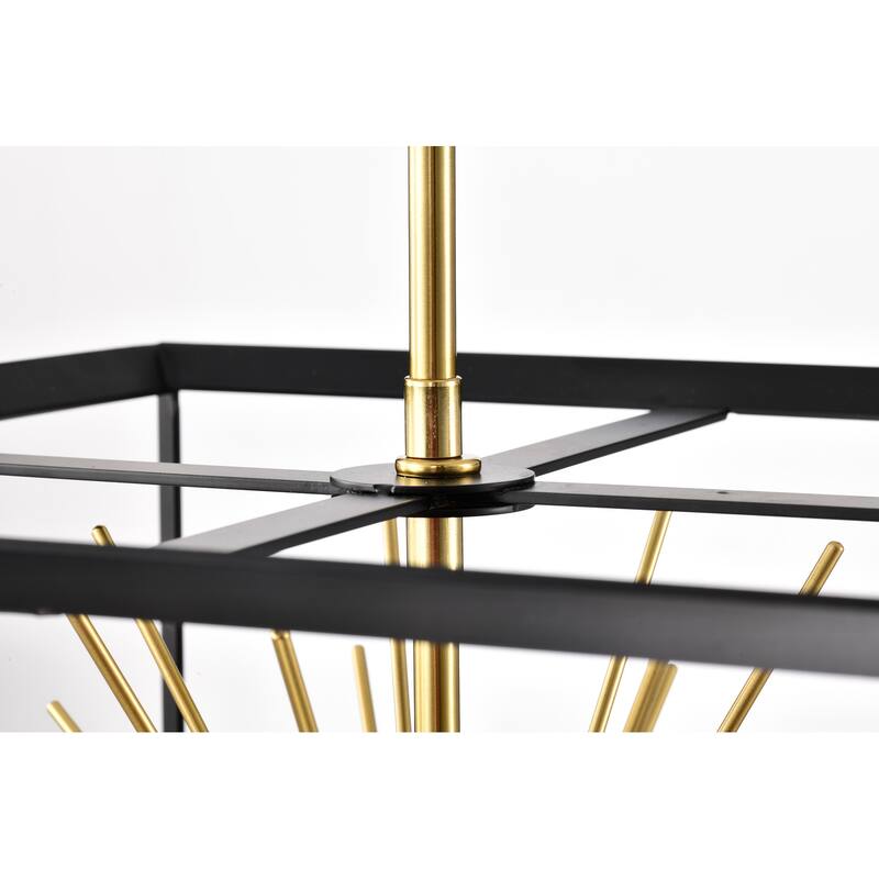 Antique Gold 6-Light Sputnik Black Cage Chandelier