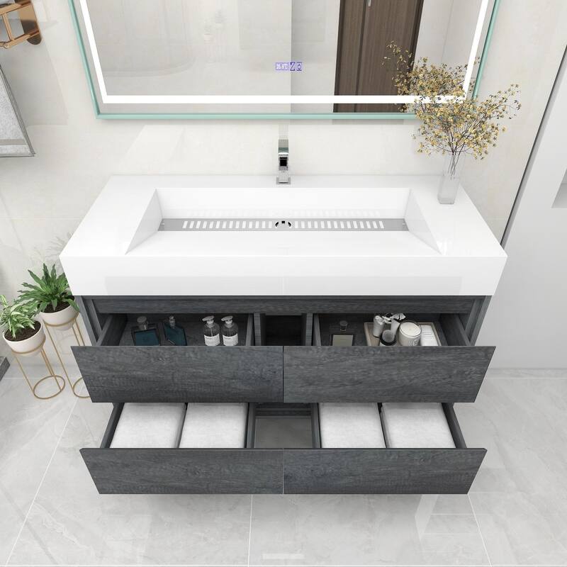 Victoria 48" Wall Mounted Modern Vanity with Acrylic Sink