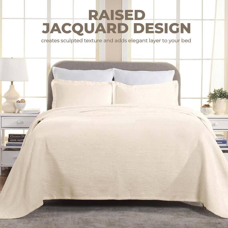 Superior Florin Jacquard Scrolling Medallion Cotton Bedspread Set