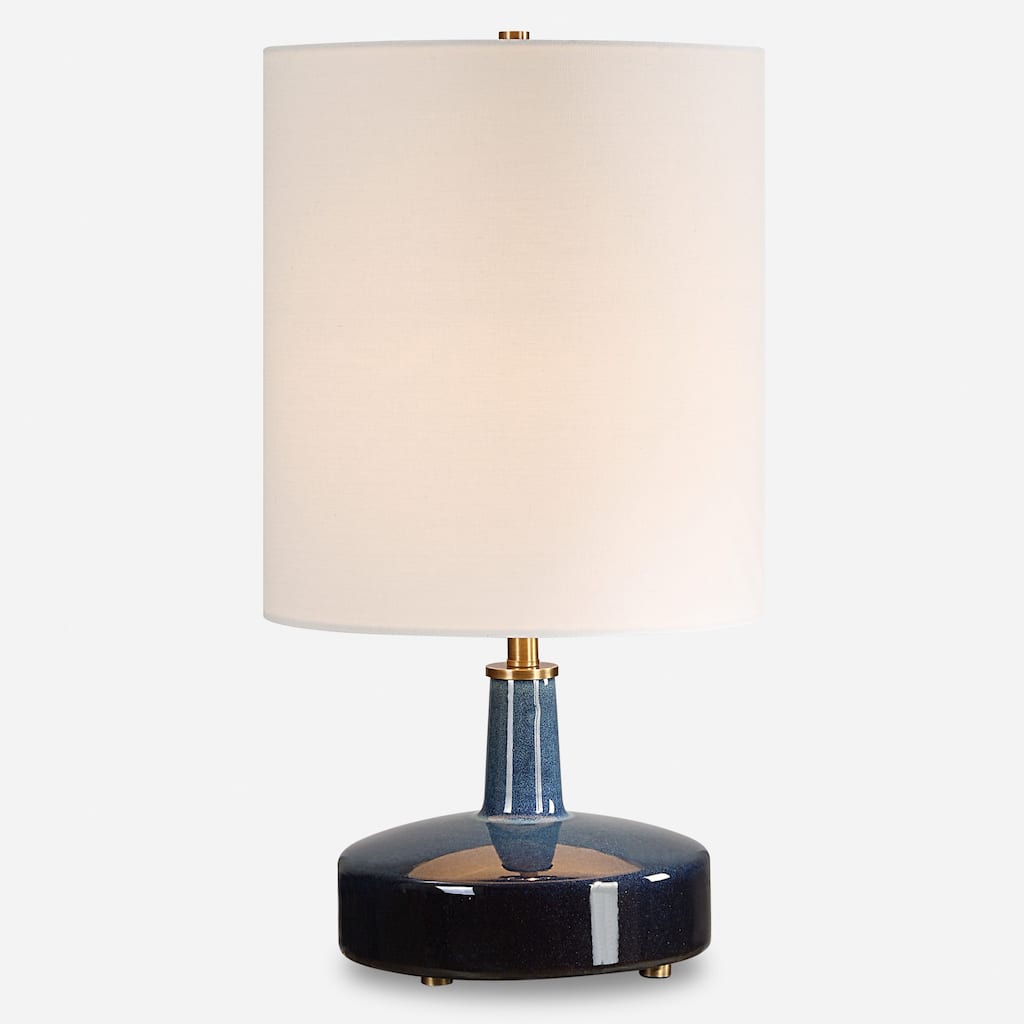 Table Lamp with Tall Drum Shade - 22.5" - Blue and White
