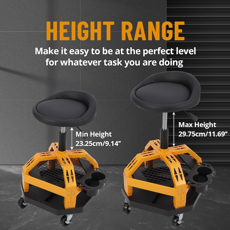Rolling Shop Stool for Garage with Casters - N/A