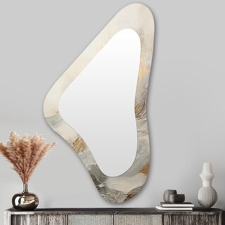 Modern Coastal Beige And Gold River II - Coastal Ocean Wall Mirror ...