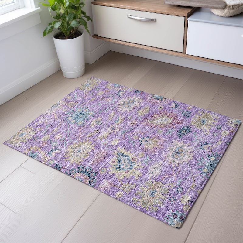 Premium Washable Super Soft Traditional Farmhouse Mayfield Rug - Purple - 1'8" x 2'6"