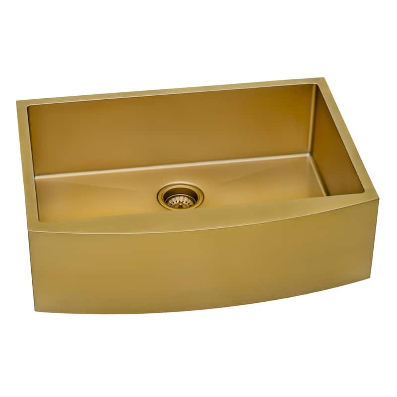 Ruvati 33-inch Apron-Front Farmhouse Kitchen Sink -Tone Matte Gold Stainless Steel Single Bowl - 33" X 22" - 33" X 22"