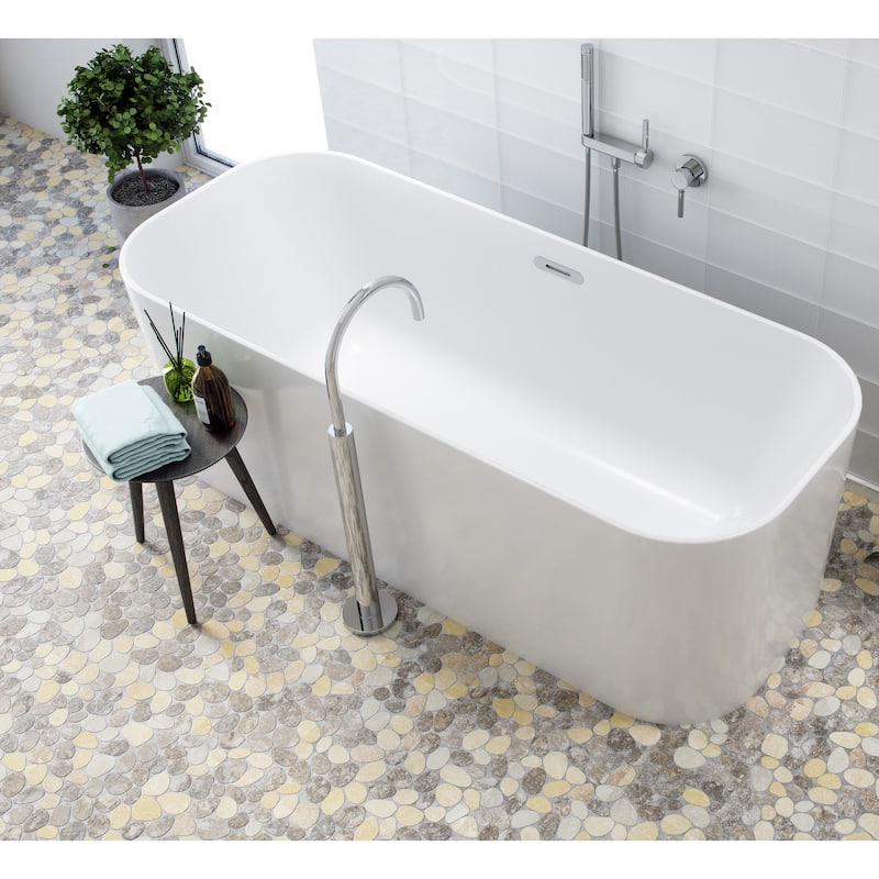 Coin Marble 11 in. x 11 in. Marble Mesh-Mounted Mosaic Wall and Floor Tile