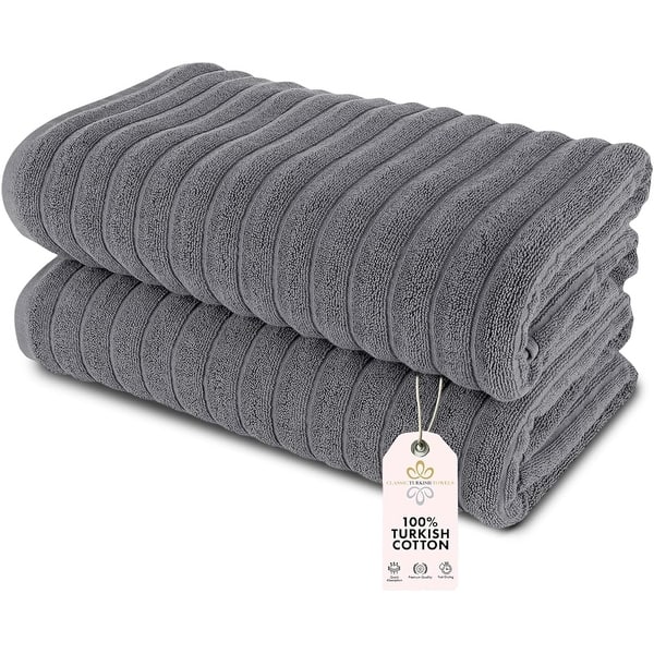 Brampton 2 Piece Luxury Turkish Cotton Jumbo Bath Sheets - Grey