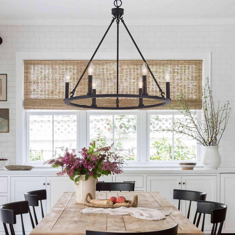 Acroma 6-light Farmhouse Rustic Round Wagon Wheel Chandelier with UL - 23''