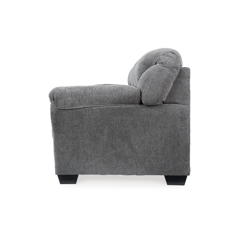 Lasy Sofa, Black Nailhead Trim and Dark Gray Polyester, Flared Arms