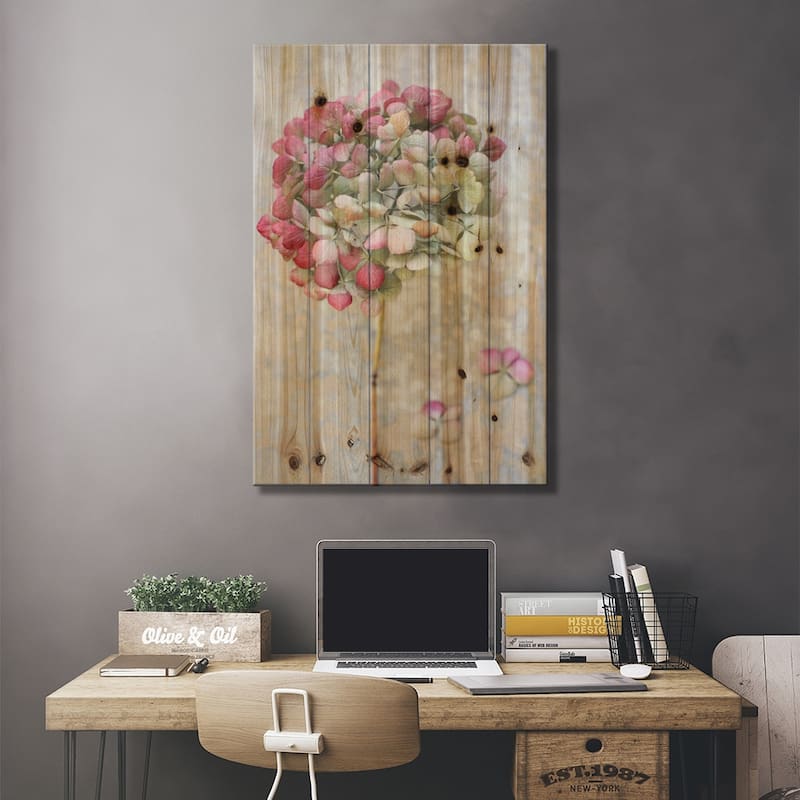 Pastel Dried Hydrangea II Print On Wood by Alyson Fennell - Multi-Color