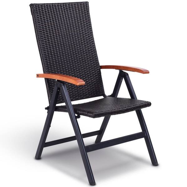 Shop Costway 2pcs Patio Folding Back Adjustable Aluminum Rattan Chair Overstock 27550397
