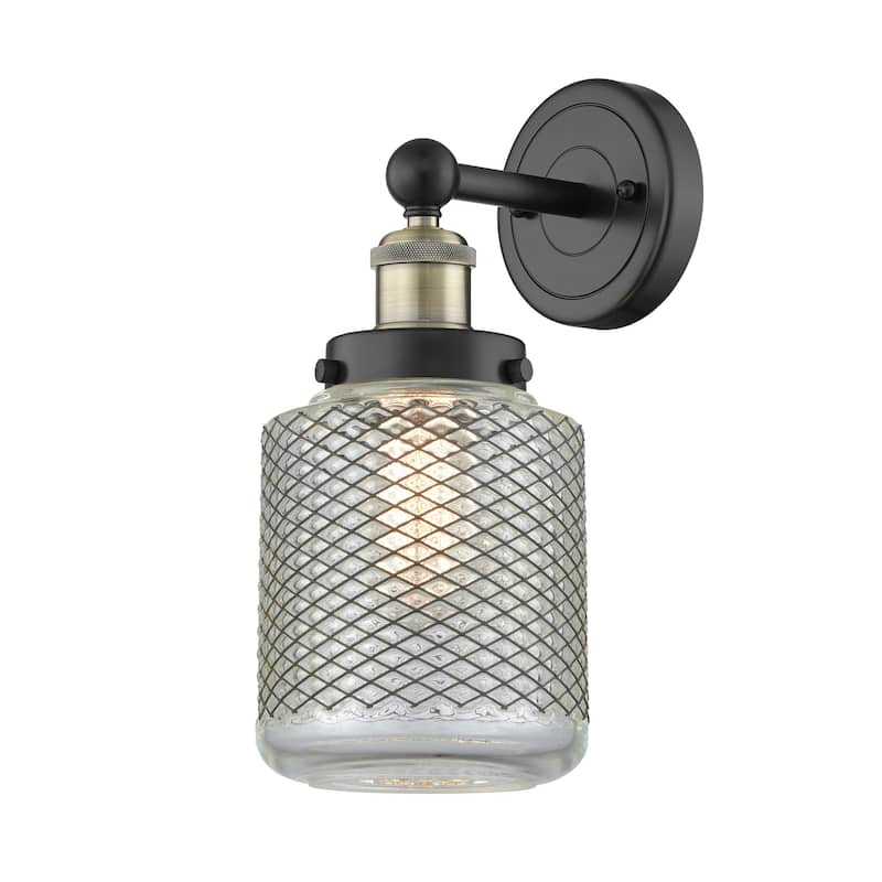 Innovations Lighting 616-1W-12-6 Stanton Sconce Stanton 12" Tall Wall - Black Antique Brass / Clear Wire Mesh