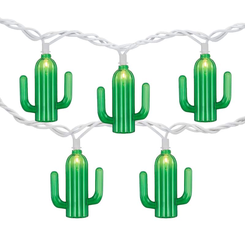 10ct Green Cactus String Lights 6ft White Wire